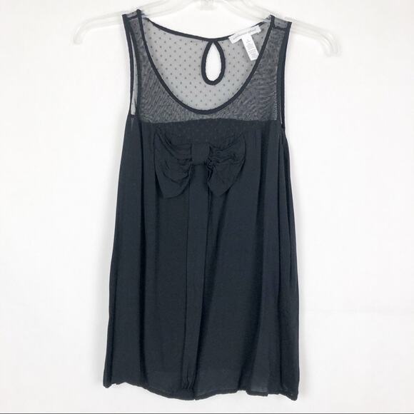 Ambiance Apparel Y2K Babydoll Mesh Bow Top Womens Small Fairygoth Whimsigoth - Picture 1 of 8